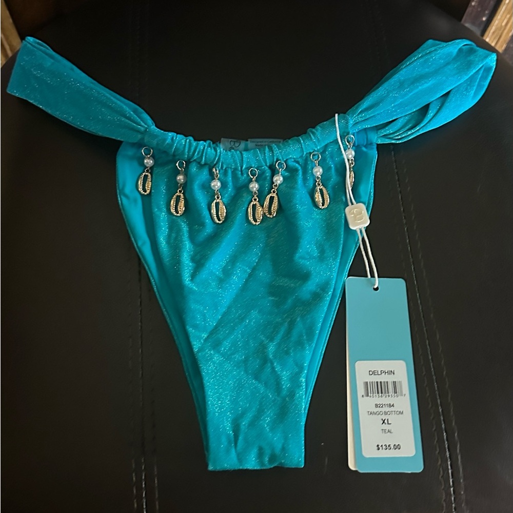 NWT Beach Bunny Delphin Turquoise Bikini Bottom with Shell Accents